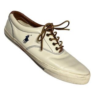 Polo Ralph Lauren Men's Vaughn White Leather Lace-up Sneakers Size 12D